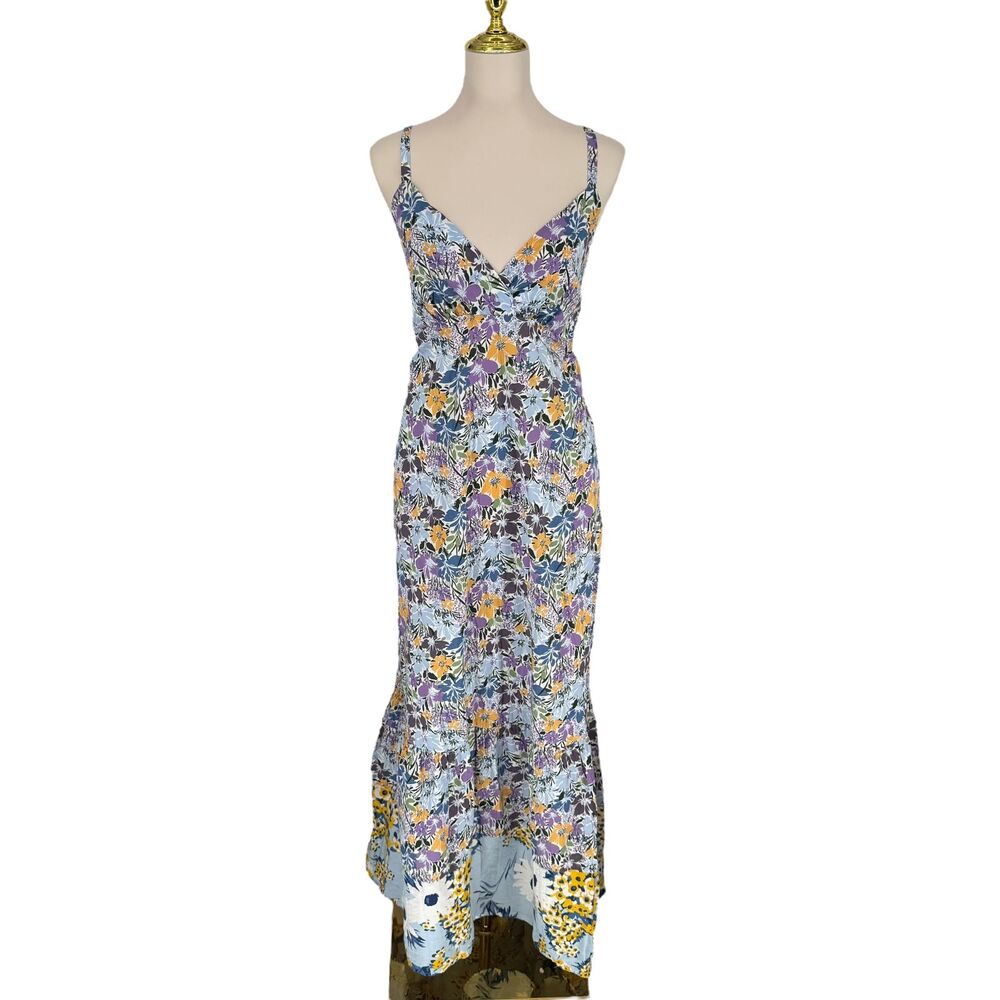 STITCH DROP Maxi Dress XL Ditsy Floral Sleeveless Smocked Pockets Side Zip Boho - Picture 2 of 15